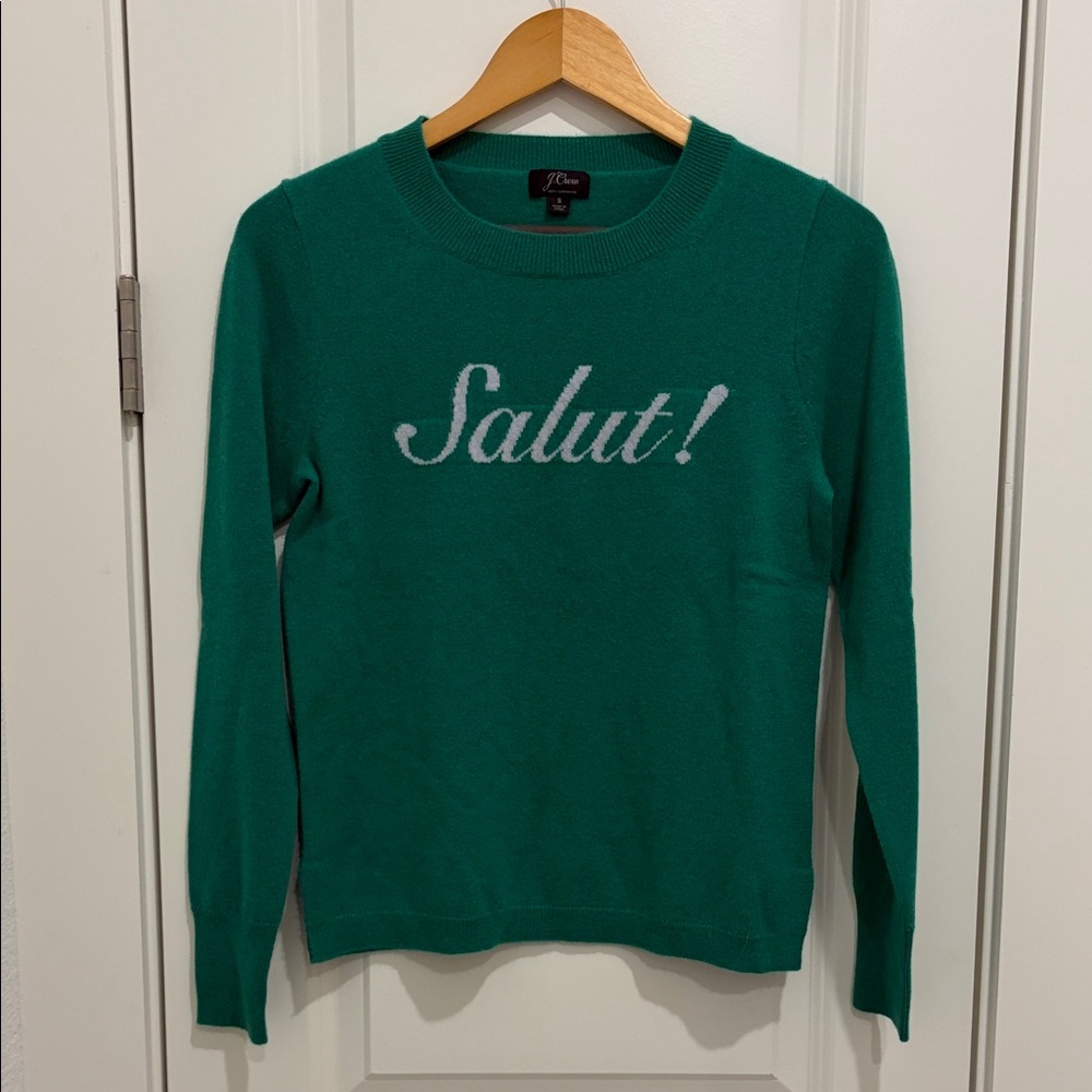 J. Crew Green 'Salut!' Cashmere Sweater